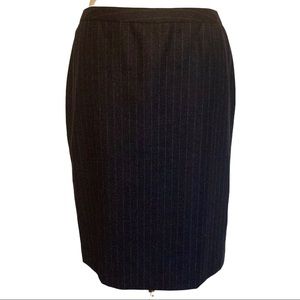 LINDA ALLARD ELLEN TRACY 100% Wool Lined Skirt, Blue Gray, Size 12, Striped New